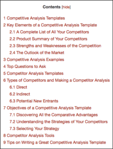 competitive analysis sample